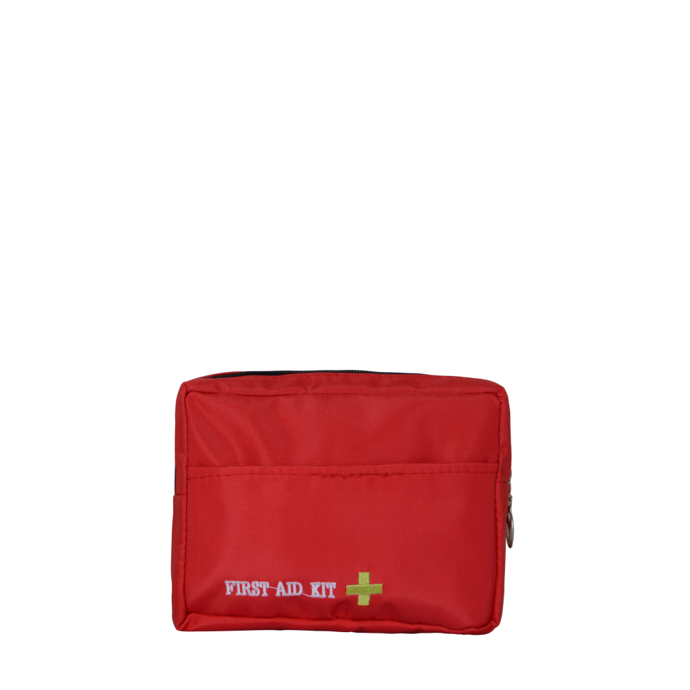 جعبه کمک های اولیه برزنتی کوچک قرمز با لوازم